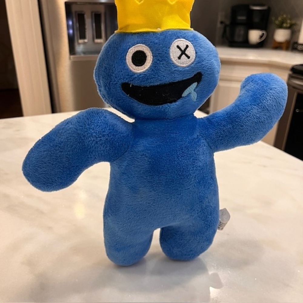 Rainbow Friends Blue Plush Toy with Crown Kids Stuffed Animal Doll‎